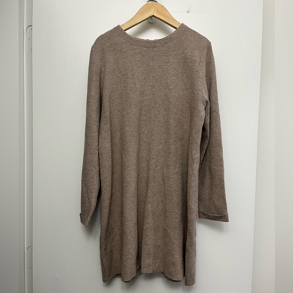 Zara Girls Brown Knit Long-Sleeve Formal Dress